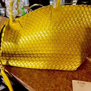 Woven vegan leather bag